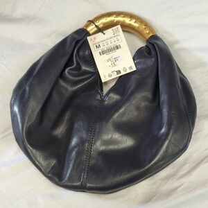 Zara Midnight Blue Hobo with Golden Handle